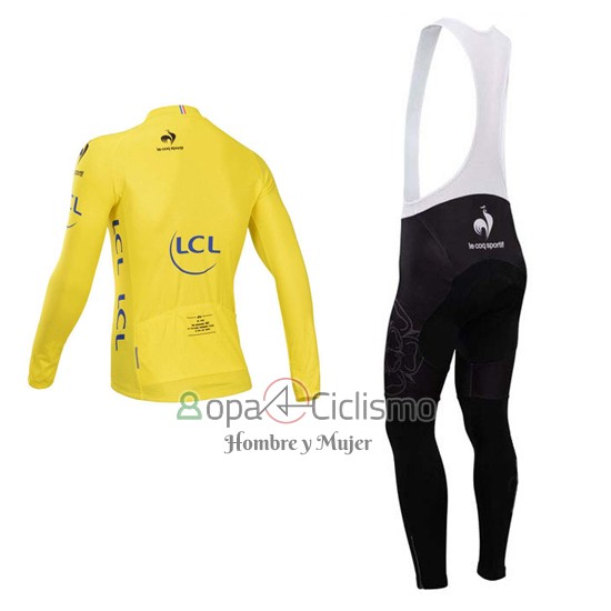 Tour DE Francia Ropa Ciclismo Culotte Largo 2014 Hombre Mangas Largas AMarillo